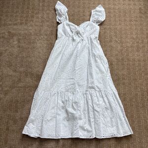 Lilly Pulitzer Lantana Eyelet Midi Dress Women's 6 White Flutter Sleeve Cottage